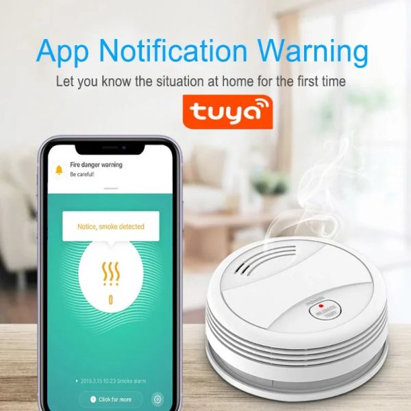 Tuya WiFi Rauchsensor Alarm Smart Connected Detector APP Remote Kohlenmonoxid