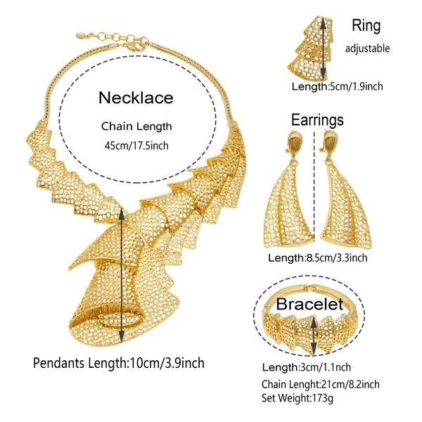 Orecchini in bracciale collana Yaili Dubai Set di gioielli placcati set di costumi per feste per feste per party set di consegna di consegna