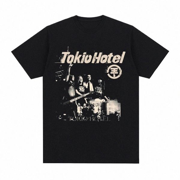 Рок-группа Tokio Hotel Beyd The World 2023 Tour Ccert Футболка Мужская Fi Повседневная футболка с коротким рукавом Хип-хоп Панк Футболки u2Xw #