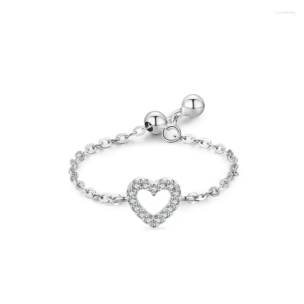 Cluster-Ringe 925 Silber Buchstaben-Kettenring für Damenmode japanischer und koreanischer Crowd-Design-Liebes-kleiner Instagram-Hochzeitsschmuck