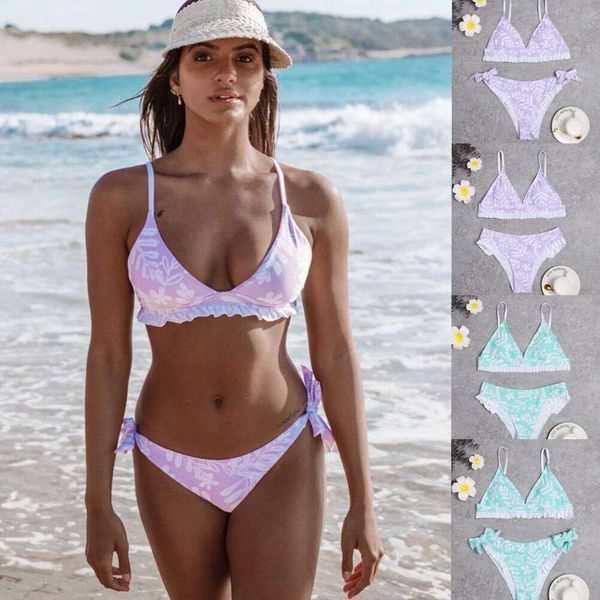 Nuova borsa a triangolo stampata per bikini per ragazze, costume da bagno bikini diviso per donna
