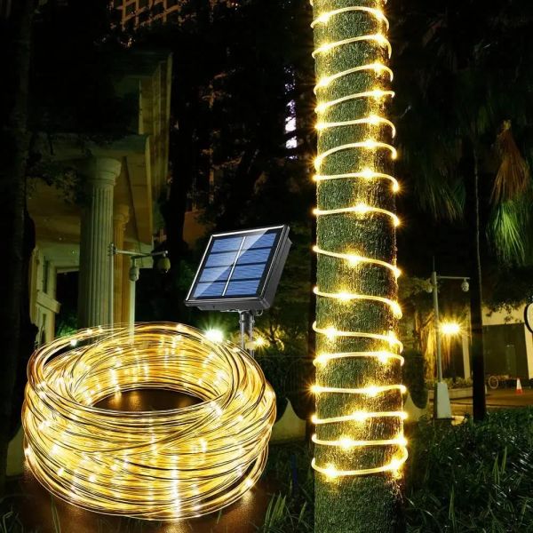 Decorações 300LED Solar Corda Tira Luz Ao Ar Livre À Prova D 'Água Fada Luz Cordas Decoração De Natal Para Jardim Gramado Árvore Quintal Cerca Caminho