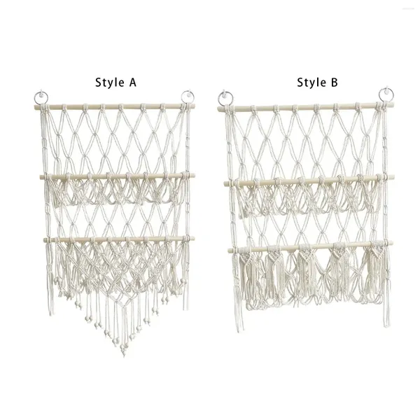 Sacos de armazenamento Recheado Brinquedo Net Hammock Soft Wall Pendurado Macrame Espaço Economizando Corda Mão