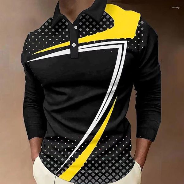 Männer Polos Casual Langarm Kleidung Männlich Pullover Luxus T Shirts 2024 Mode 3D Print Button-up Polo Kragen streetwear