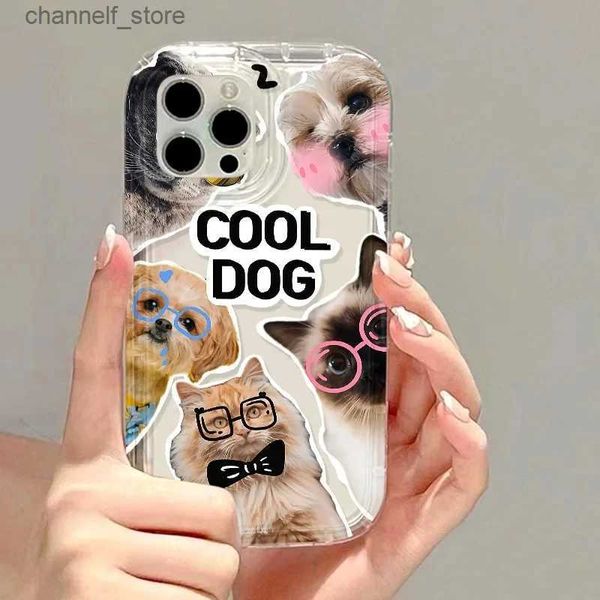 Capas de telefone celular Dog Cat Clear Soft Silicone Phone Case para IPhone 15 14 Pro Max 11 12 13 Pro Max Mini XS X XR 7 8 14 15 Plus SE 2020 CoverY240325