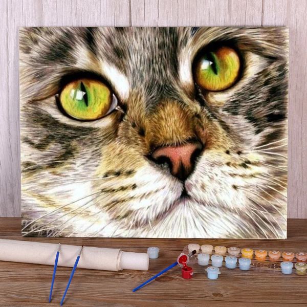 Zahl Katze Tier Färbung durch Zahlen Malerei komplette Kit Ölfarben 40 * 50 Ölgemälde Loft Bild Erwachsene Handarbeit Zeichnung