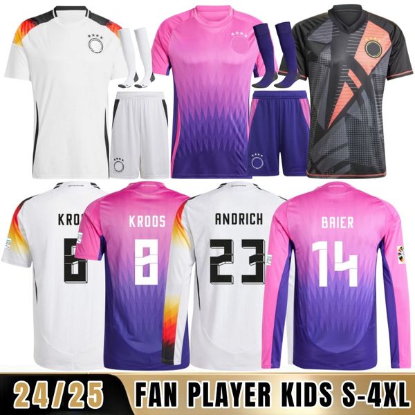 Germania Maglie da calcio Coppa Europa Casa Trasferta HUMMELS KROOS GNABRY WERNER DRAXLER REUS 24 25 MULLER GOTZE Maglia da calcio Uomo Bambini Kit Tifosi Versione giocatore