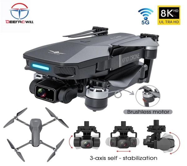 Drohne 3axis Gimbal KF101 Pro Kamera 8K professionelle GPS -bürstenlose 5G WiFi FPV RC Quadcopter Dron 4K 3kilometer 30 min 2203114476045