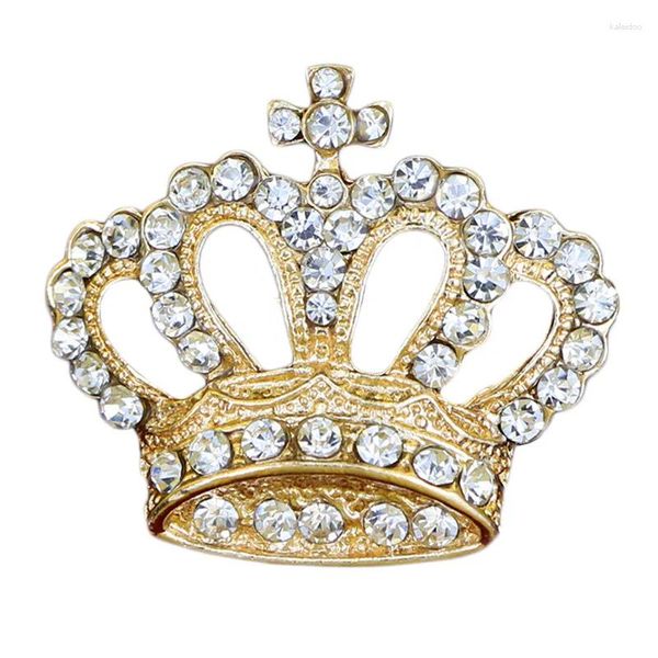 Spille Spilla a corona in metallo di alta qualità Spille da bavero in cristallo di lusso Cappotto da donna Cardigan Distintivo Accessori di gioielli