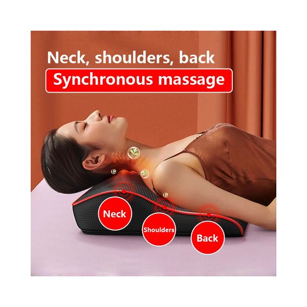 Travesseiro de massagem multifuncional, pescoço, ombro, costas, elétrico, saudável, casa, carro, massageador shiatsu 240309