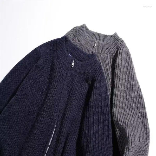 Männer Pullover Japanische Dunkelblau Strickjacke Mantel Herbst Winter Französisch Oansatz Beiläufige Lose Männer Mantel Männliche Kleidung