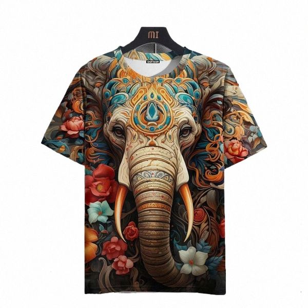 2024 Neue Herren T-Shirt Elefantenmuster T-Shirt 3D-gedruckte Kurzarm-Tops Herren Große Größe T-Shirt Design Herren Tops H6lJ #