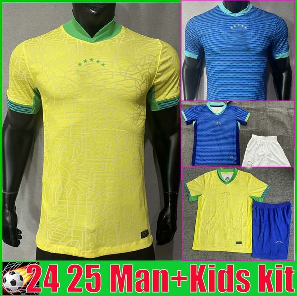 Camisa de futebol do Brasil 24 25 Copa América NEYMAR VINI JR 2024 Camisa de futebol da seleção brasileira 2025 Home Away Fans Player Men Kids Kit Sets RODRYGO MARTINELLI