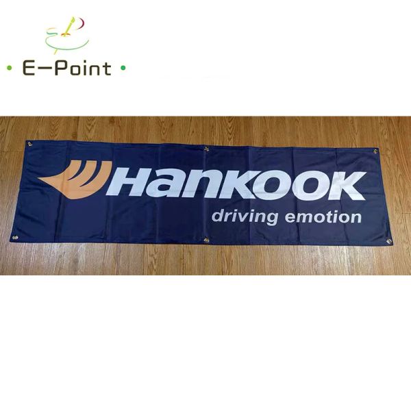 Аксессуары 130GSM 150D Материал Корея Hankook Tire Banner 1,5 фута * 5 футов (45 * 150 см) Размер для домашнего флага Крытый уличный декор yhx047