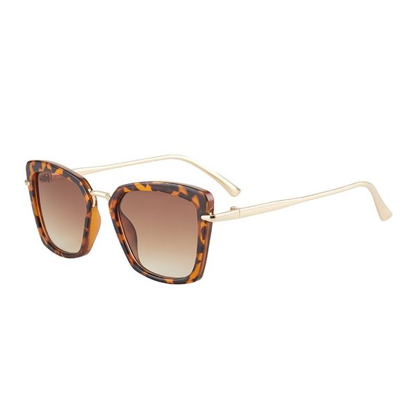 Designer-Sonnenbrille für Damen, Luxus-Sonnenbrille für Herren, quadratische Metall-Sonnenbrille, modische, elegante Sonnenbrille, Damen-Sonnenbrille in Gelbbraun, M306, Leopardenmuster