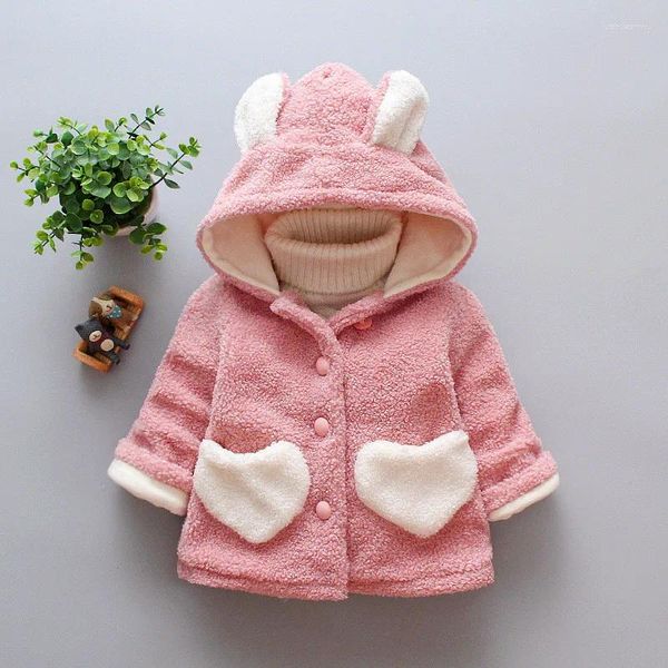 Ceketler Dulce Amor Bebek Bebek Sıcak Palto Toddler Kış Giysileri Moda Bebek Aşk Kalp Dış Giyim Kadife Kıkırdak Ceket