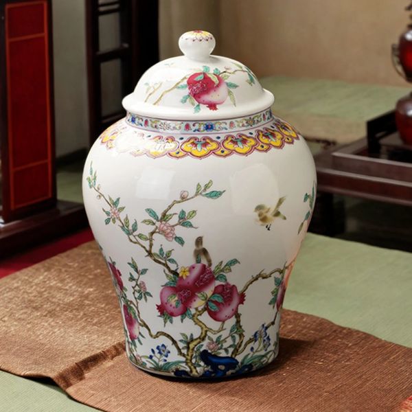 Barattoli da 1300 ml in ceramica barattolo di zenzero barattoli di tè in porcellana cinese grande capacità vaso Celadon vasetti di stoccaggio decorazione della casa