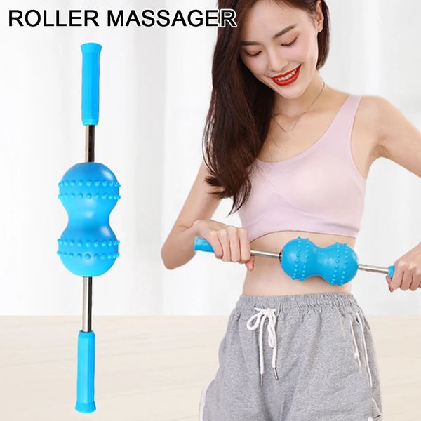 Doppelkugelmassage Roll Stick Rücken Drücken Massagegeroller entspannende Muskelmassagekugeln Easy Carry und Storage 240312