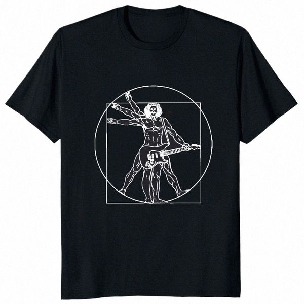 Müzik Yenilik Da Vinci Gitar Komik T-Shirt Erkekler Vitruvian Man Rock Band Vintage Grafik Sokak Giyim T Shirt Erkekler Homme Erkek Kıyafet 926m#