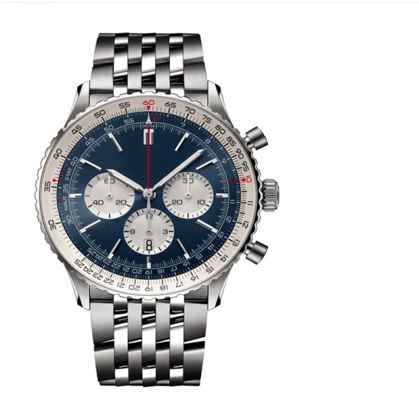 Лучшая цена 2024 Новая мужская классика Модный деловой хронограф 47 мм с циферблатом Panda Eye Belt Мужские кварцевые наручные часы