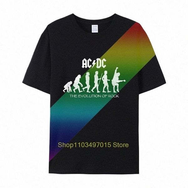 ac DC T Shirt Mens Black Evoluti Of Rock Banda de Rock Oficialmente Licenciada Merch D4vl #