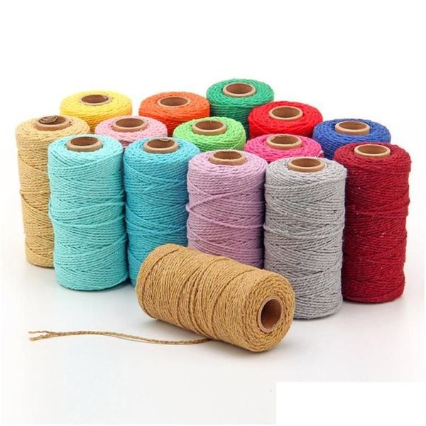 Filato 100M Corda Ritorta-Corda 100% Cotone Colorf Spago Rame Cavo Stringa Filo Consegna Goccia Abbigliamento Abbigliamento Tessuto Ot1Tj