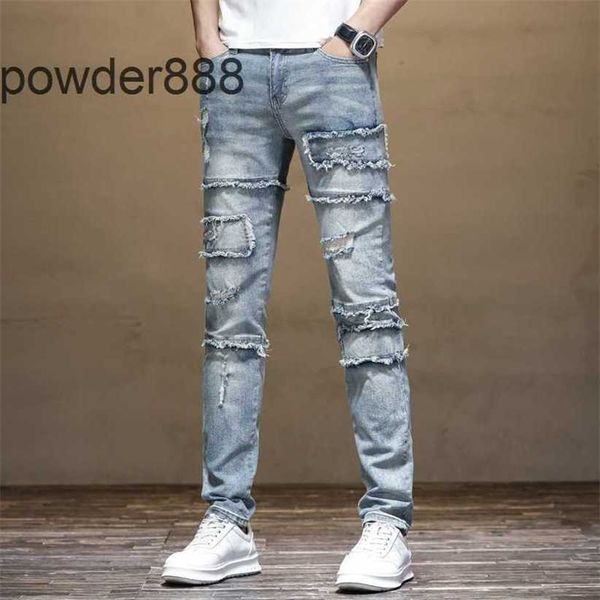 2024 Neue gerade Bein für Männer Designer Hip Hop Mode Herren Hosen Jeans Top Qualität Lila Motorrad Cool Denim Hose K8AJ