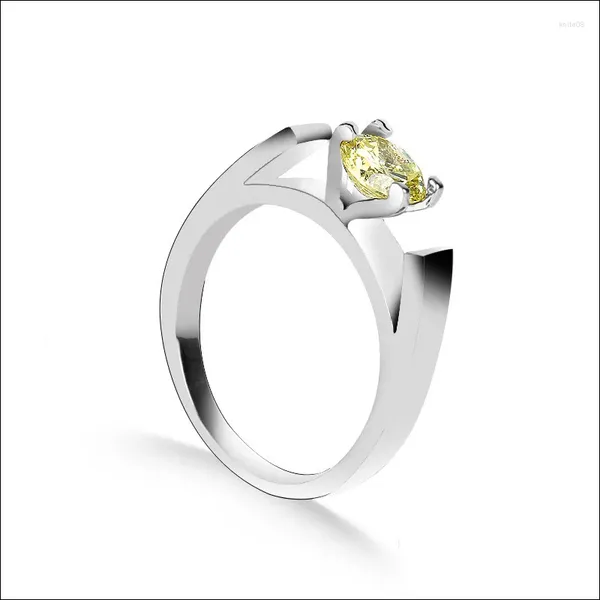 Anéis de cluster Era uma vez Olivine Zircon Strass Olive Yellow Ring