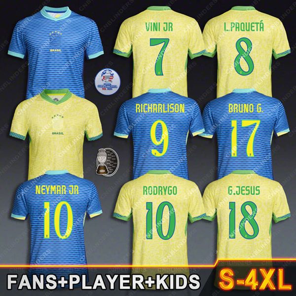 Brasilien Brasilien 2024 Copa America Fußballtrikot 23 24 25 Neymar Vini Jr Fußballtrikot Jugend Kinder Kit Richarlison Rodrygo Bruno G Martinelli G.JESUS L.PAQUETA