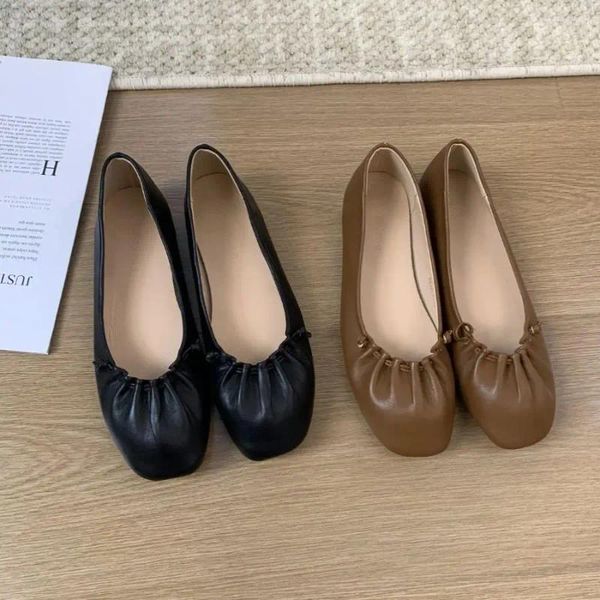 Scarpe Casual Bailamos 2024 Primavera Donna Appartamenti Balletto Slip On Mocassini di Alta Qualità Morbida Punta Quadrata Ballerina Mu