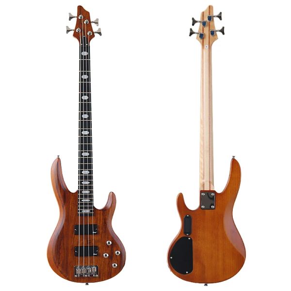 Guitarra 4 cordas da mão direita com trastes de baixo mato de baixo elétrico 43inch zebrawood top sólido okoume wood body bass guitar with eq