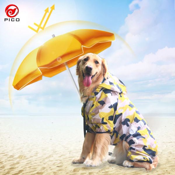 Комбинезоны для больших собак, одежда с защитой от солнца и ультрафиолета, толстовка с капюшоном для больших собак, пальто, одежда с капюшоном, летний камуфляжный комбинезон для домашних животных, брюки ZL213