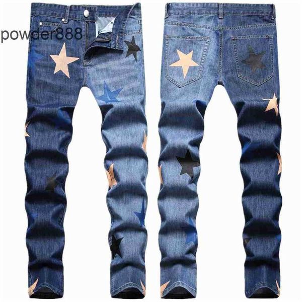 2024 Nuova gamba dritta per uomo Designer Hip Hop Moda Pantaloni da uomo Jeans Pantaloni in denim fresco da moto viola di alta qualità FAPS