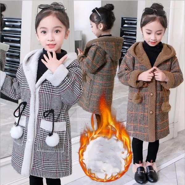 Unten Mantel Russland Schneeanzug 2024 Winter Verdicken kinder Plaid Jacke Für Mädchen Kleidung Im Freien Mit Kapuze Kinder Kleidung 6 8 10 12 jahr