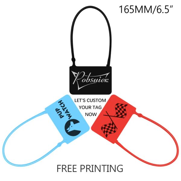 Accessori 100 Tag di abbigliamento personalizzato per abbigliamento in plastica BASSO DI SICURO LOGO Verifica Etichette Black White Black 165mm/6.5 