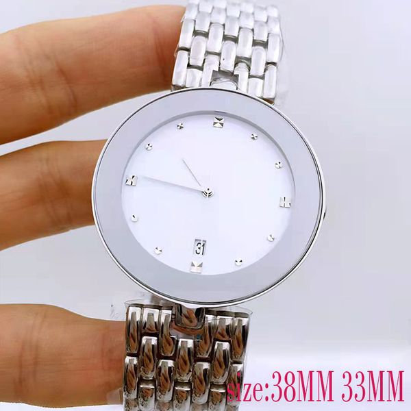 Bayanlar İzle Yüksek kaliteli saat tasarımcısı saat lüks saat 38mm 33mm 33mm safir su geçirmez saat ithal kuvars hareket izle paslanmaz çelik izleme elmas saat