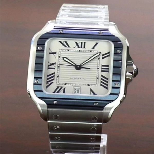 Novos relógios relógio de luxo quadrado homem 40mm 35mm geneva genuíno movimento mecânico clássico masculino relógio de pulso ca01-4176O