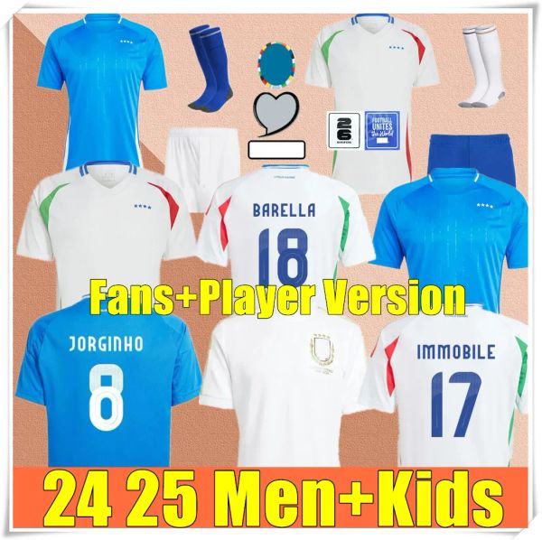 2024 EURO CUP 125th Itália Jerseys Scaca imóvel chiesa futebol camisas de futebol Raspadori Jorghonho Barella Bastoni Verratti Maglia italiana seleção nacional