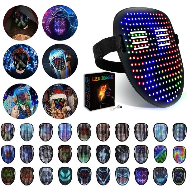 Masken -LED -Maske mit Gesten erfasst, die leuchtende leuchtende digitale Glühmaske für Halloween Rave DJ Party Maskerade Weihnachten