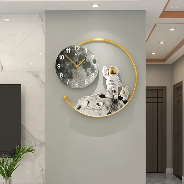 Wanduhren Mondlandung Uhr Modernes Design Licht Luxus Wohnzimmer Hängende Cartoon Kinder Dekoration Uhr