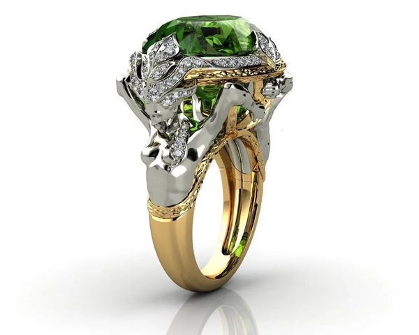 14k Gelbgold Natural Smaragd Edelsteinring für Frauen fein Anillos de anel Bijoux Femme Schmuck Bizuteria 14K Gold Jade Ring 240323