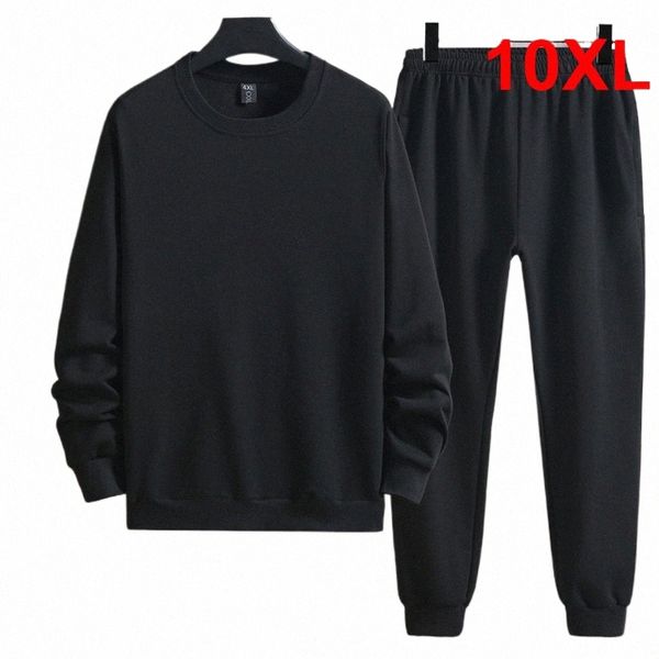 Erkekler Trailsuit Jogger Sportswear Bahar Sonbahar Takım Erkek Sweatpants Sweatshirt Fi Sıradan Katı Setler Artı Boyut 10xl N0JU#