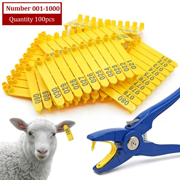 Etiquetas para animais de gado, cabra, alicate para etiqueta de orelha, cães, coelhos, ovelhas, material de nylon, ovelha, laser, etiqueta de orelha no.0011000