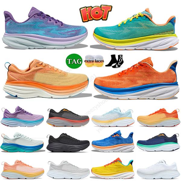 Alta Qualidade Bondi One One Clifton 8 9 Running Shoes Ora Designer Caminhada Luz Azul Livre Pessoas Golden Coast Floral Preto Vermelho Fumaça Cinza Caminhada Mens Mulheres Treinadores Esportivos