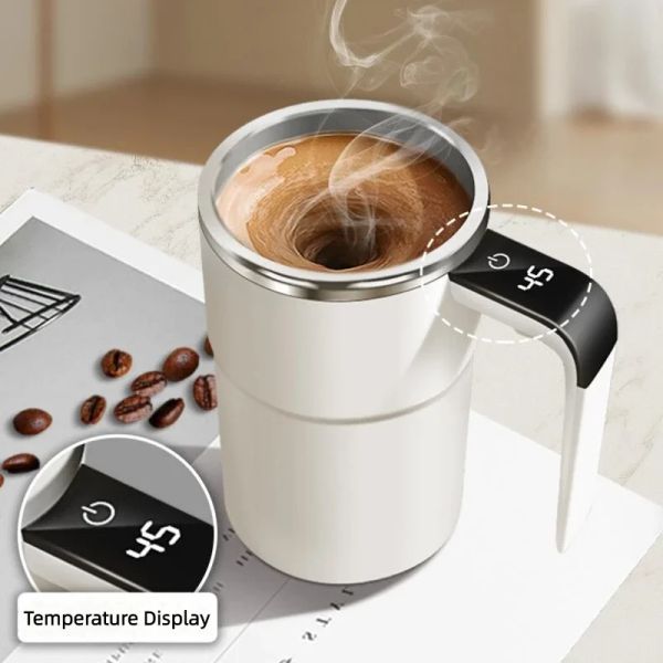 Инструменты, 380 мл, мини-электрическая кружка для самостоятельного смешивания кофе, IP67, водонепроницаемая, безопасная для пищевых продуктов, кофейная кружка, USB перезаряжаемая автоматическая магнитная чашка для чая