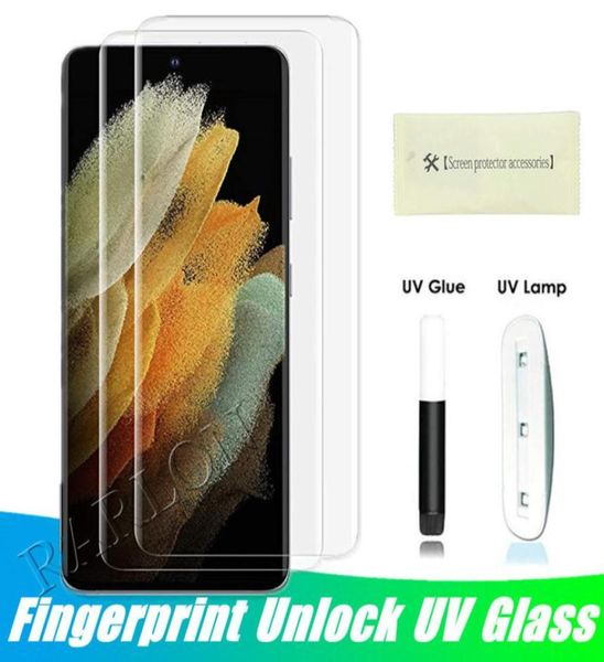 UV-Licht-Nano-Flüssigkleber, gehärtetes Glas, Handy-Displayschutz für Samsung S23 Ultra, S22, S21, S20 Plus, Note 20, 10, 9, S10, S9, S8, Huaw2926248