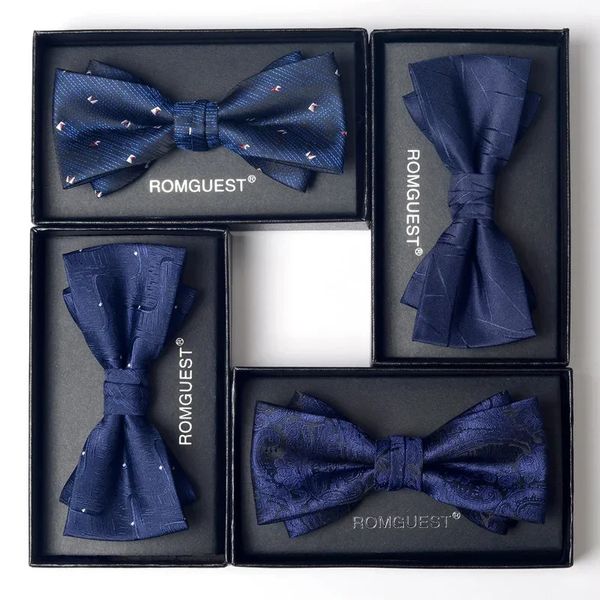 Papillon da uomo, abito da lavoro, doppio fiocco, sposo, matrimonio, accessori da donna britannici, set completo nero rosso 240320