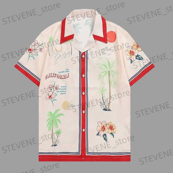 Camicie casual maschile 2023 camicie hawaiane primaverili camicia estiva uomo atrtwear pianta fiorita camicia da spiaggia hip hop hop casual top per vacanze tropicali T240325