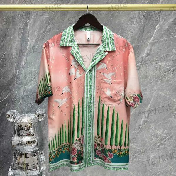 Camicie casual maschile 2023 Coconut Tr Pattern Shirt Short Slve Cashing Shirt Strtwear Summer Camisa Fashion Shirt cinese T240325