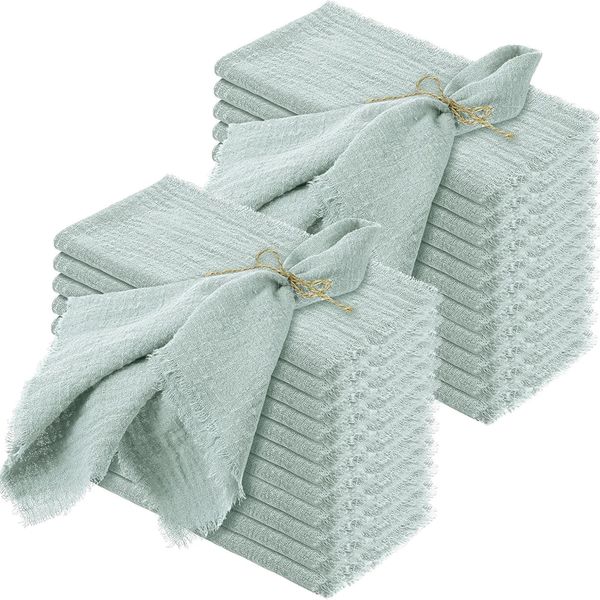 24 pz verde salvia garza tovagliolo di cotone all'ingrosso 32x32 cm canovaccio festa di nozze decorazioni per la tavola di natale bave tovaglioli 240321